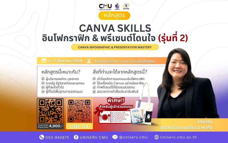 Canva Skills: อินโฟกราฟิก & พรีเซนต์โดนใจ  (Canva Infographic & Presentation Mastery) (รุ่นที่ 2)
